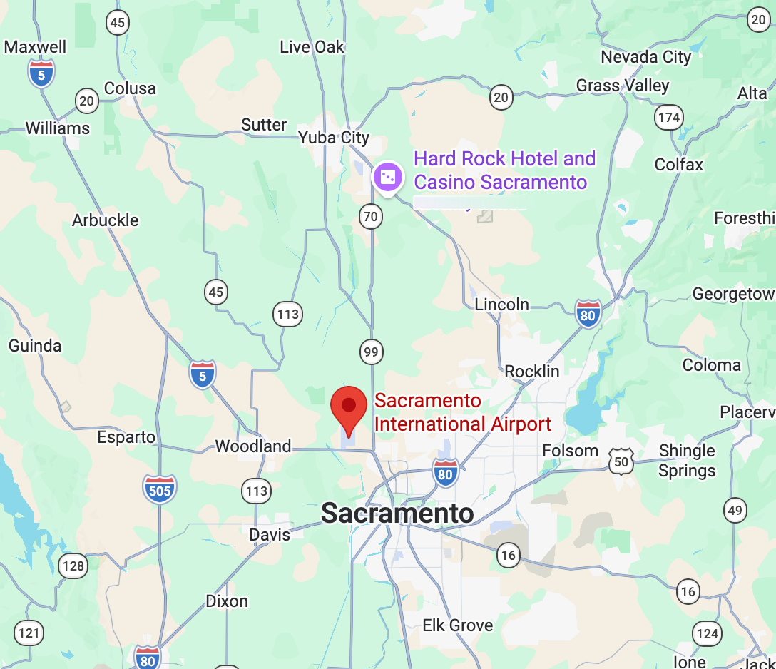 Hard Rock and Sac Airport map image